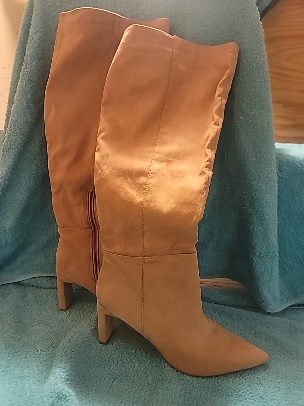 Melrose and Market Tall Pointed-Toe Over-the-Knee Boots in Tan